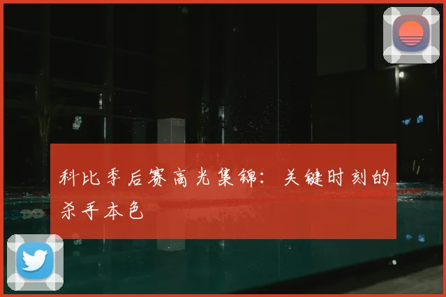 科比季后赛高光集锦：关键时刻的杀手本色